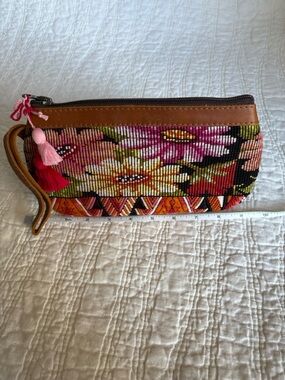 Nena & Co. Floral Embroidered Wristlet Clutch - Pink, Red, Brown, Yellow